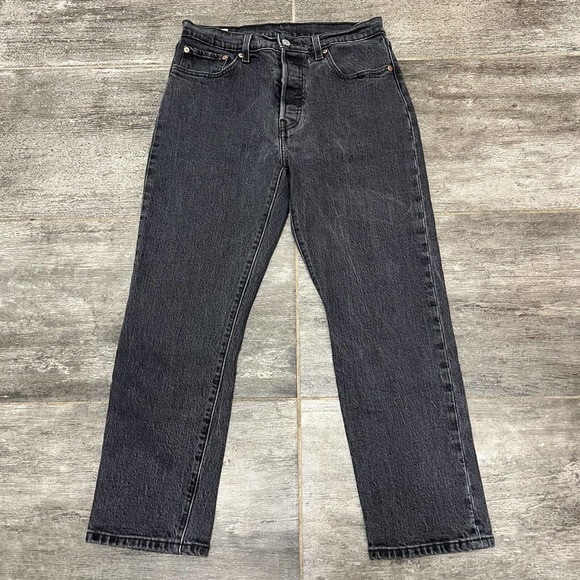 Levis 501XX Premium Jeans 28x26 Women Black Denim Straight Leg Button Fly